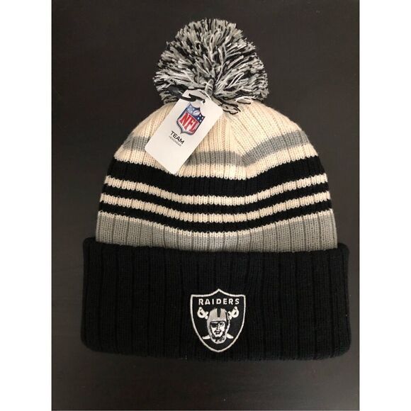 NFL Las Vegas Raiders Knit Pom Cuff Beanie One Size - Picture 1 of 5